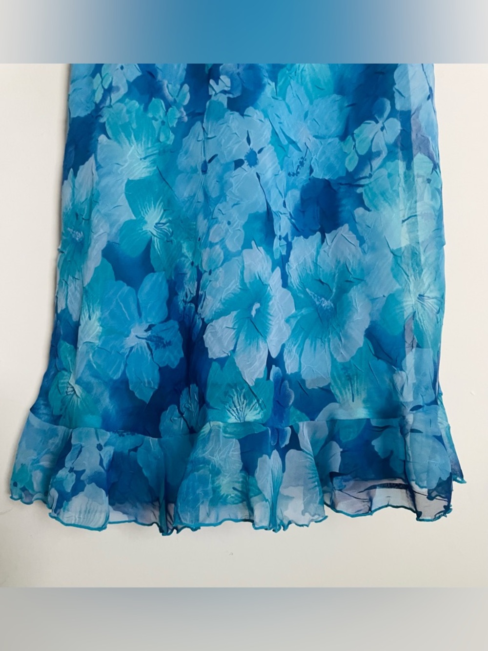VTG Y2K 90s City Triangles Bias Cut Floral Whimsical Midi Dress in Blue, sz S - Picture 4 of 6